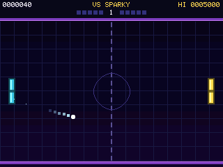 Volt Rally: two neon paddles and a ball on a grid court